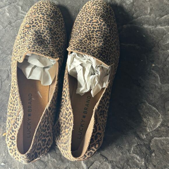 Lucky Brand Cahill suede leopard print slip casual on Loafer Flats womens size 8 - Picture 4 of 7